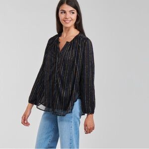 SOLD See U Soon NWT Black Metallic Striped Oversized Flowy Top